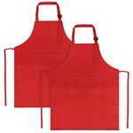 Sinland Kids Apron with Pocket 2 Pack Children Chef Apron for Cooking Baking Painting(Red, M)