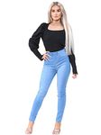 989Zé ENZO Womens High Rise Skinny Stretch Jeans Elasticated Waist Jeggings Denim Jean EZL419 Jeggings Light Blue 14