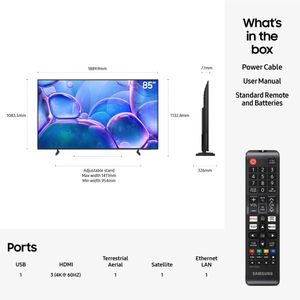 Samsung 85" Crystal UHD 4K Smart TV – Ultra HD LED Display