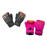 DYNWAVE 2 Pair of Kids Boxing Gloves, Training Boxing Gloves, Punch Mitts Sparring Gloves, Punching Gloves for Teens, Fitness MMA, Pink and Black