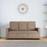 duroflex Wood Ease 3 Seater Sofa Cum Bed With Pullout Mechanism, Plaster Brown Finish, 3-Person Sofa