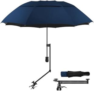 HOBVO UPF 50+ Golf Umbrella with Adjustable Universal Clamp Portable Umbrellas for Rain, Manual Open & Close, for Beach Chair, Golf Cart, Stroller, Bleacher, Patio (Navy Blue, 49.2")