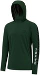 BASSDASH UPF 50+ Men’s UV Sun Protection Long Sleeve Performance Fishing Hoodie Hooded Shirts Forest Green/Black