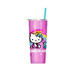 Silver Buffalo Hello Kitty Graffiti Rainbow 22oz Double Walled Stainless Steel Tumbler w Straw