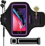 RUNBACH iPhone 8 Plus/iPhone 7 Plus Armband, Sweatproof Running Exercise Gym Cellphone Sportband Bag with Fingerprint Touch/Key Holder and Card Slot for iPhone 7/8 Plus (Purple)