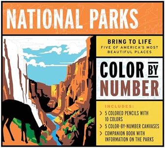 National Parks Color by Number Kit: Bring to Life Five of America's Most Beautiful Places – Includes: 5 Colored Pencils with 10 Colors, 5 ... Companion Book with Information on the Parks