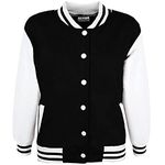 A2Z 4 Kids Baseball Contrast Jacket Varsity Style - B.B Plain Jacket Black 9-10