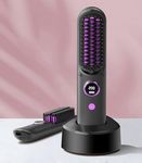 Cordless Hair Straighteners Brush for Women, 8400mAh ON-THE- GO Hot Brush Straightener for Travel, Rechargeable Heated Straightening Brushes with Exclusive Charging Dock, Anti-frizz