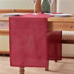 LUOLUO Table Runner Machine Washable 35 x 180cm Decorative Faux Original Linen Cloth for Dining Party Dresser Scarf Home Red