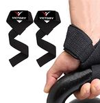 Victory Wrist Support Straps For Weight-Lifting Gym Powerlifting Support For Fitness Workouts For Men And Women Cotton Lifting Straps With Silicone Anti-Slip Weaving Tape-Black,Free Size