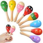 8pcs Maracas, Maracas Instrument, Musical Painted Wooden Maraca Hand Percussion Instrument, Wooden Rattle for Church Groups/Percussion Ensemble and Classroom Music