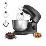 Havells Crescent Stand Mixer 1100W|100% Copper Motor|Rust Resistant 5.5L SS Bowl|Teflon Coated Douge Hook & Mixing Beater|Baking,Cake Mixer,Kneading| 6 Speed Setting with Pulse Function(Black)