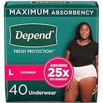 Depend Fresh Protection Adult Incontinence Underwear for Women (Formerly Depend Fit-Flex), Disposable, Maximum, Large, Blush, 40 Count