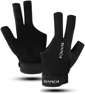 Banly Billiard Pool Gloves Fits on Left Hand 3 Finger Black, Billiards Players Sporty Compact Pull On Half Finger Billiard Glove for Unisex Adults