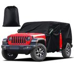 Cab Cover for Jeep Wrangler JK JL 4 Door 2007-2023, Jeep Wrangler Covers 4 Door Waterproof with Driver Door Zipper Windproof Hooks All Weather Snow Rain UV Protection