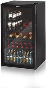Swan SR12030BN 80L Glass Fronted Undercounter Freestanding Beverage/Drinks Fridge for Wine, Drinks & Snacks, 85W, Black