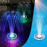 FineBud Solar Pool Fountain with Underwater Lights,6 Lighting Modes Floating Pool Fountain for Above Ground Pool,Waterproof Outdoor Solar Water Fountain Pump,Pool Sprinkler Fountain for Bird Bath,Pond