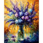 Aihonmin Modern Abstract Painting Hand Painting flowers lavender vase,Vincent Van Gogh,DIY Paint by Numbers for Adults Beginner with Brushes & Acrylic Pigment (16" ｘ20 inches Frameless)