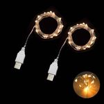 Sokelinn-six 2m 20 LEDs Fairy String Lights, USB Powered String Light for Desk Office Christmas Tree Party Decoration (Warm, 2)