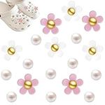 Pearl and Flower Croc charms, 18PCS Flower Decoration, Cute Shoes Charms Flower Beautiful Shoe Decoration Pearl Flower, for Kids Girls Woman Adults Crocs Party, Birthday