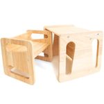 Montessori Weaning Table and Chair Set - Solid Wooded Toddler Table - Cube Chairs for Toddlers - Real Hardwood - Kids Montessori Furniture