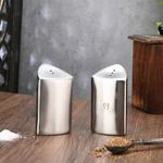 FnS Stainless Steel Salt & Pepper Shaker, Spice Oregano, Jar Oregano, Chilli Flakes, Sugar, Seasoning Sprinkler| Air Tight Container | Dining Table Masala Box(set of 2)