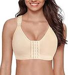 YIANNA Womens Post-Surgery Front Closure Brassiere Sports Bra, YA83288-Beige-M