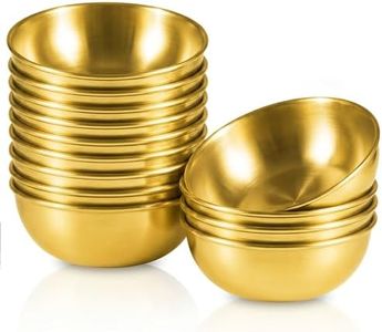 Nicunom 12 Pack 3.2inch Stainless Steel Sauce Dishes, Mini Individual Saucers Bowl Gold Sushi Dipping Bowls Round Seasoning Dishes Small Bowls for Prep Appetizer Plates