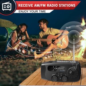 Wind Up Emergency Radio, 2000mAh Hand Crank AM/FM, Flashlight & SOS – Black