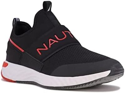 Nautica Men's Casual Fashion Sneakers Slip-On-Walking Shoes-Lightweight Loafers-Zento-Black Red 1-9.5