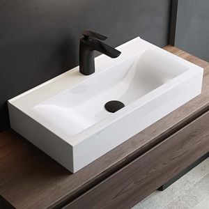 Mai & Mai Lavabo da Appoggio 61.5x31.5x10.5cm, Lavabo Bagno Sospeso Lavandino Bagno da Appoggio in Ceramica Brüssel118G