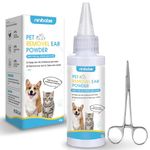 Dog Ear Cleaner,Dog Ear Powder for Hair Removal 42g,Dog Ear Infection Treatment with Pet Ear/Nose Hair Puller Grooming Hemostat,Remove Ear Wax&Odor in Pets (42g+Forceps)