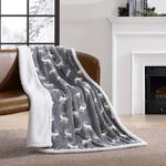 Eddie Bauer Ultra-Plush Collection Throw Blanket-Reversible Sherpa Fleece Cover, Soft & Cozy, Perfect for Bed or Couch, Elk Stance Grey