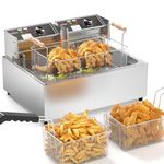 TANGME Commercial Deep Fryer, 3400w Electric Countertop Fryer with 3 Baskets, 22L/23.25Qt 1mm Thickened Stainless Steel Single Oil Fryer with Temperature Limiter for Restaurant, UL Certified