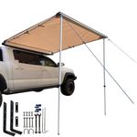 DANCHEL OUTDOOR Vehicle Awning Overland Camping, UPF50+ Roof Rack Car Awning Waterproof Truck Canopy Tarp Shelter, Khaki 4.9x6.5ft