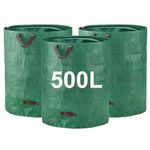 FLORA GUARD 3-Pack 500L Garden Waste Bags - Heavy Duty Garden Bags with Handles, Garden Sacks Reusable for Loading Leaf, Trash, Yard Waste Bags