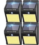 kolpop Solar Motion Sensor Lights, 3000K Warm White Ultra-Bright Solar Powerd Security Lights, Muti-Modes Weatherproof Solar Wall Lights for Fence Yard Patio Deck