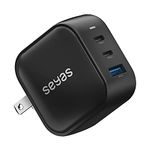 USB C Charger, Seyas 66W Fast Wall Charger 3.0 GaN Tech Fast Charger 3 Port Foldable Power Adapter PD Charger for iPad Pro/AirPods Pro/Switch/Samsung and More Black