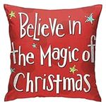 Pillow Case Believe In The Magic Of Christmas 45X45Cm Cushion Cover Fashion Cushion Case Abstract Throw Pillow Case For Bedroom Car Decor Garden