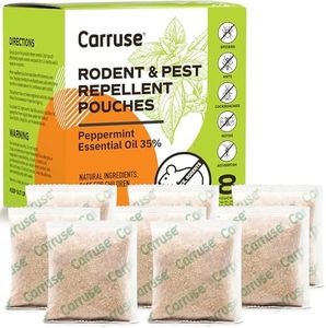 Peppermint Oil Mouse Repellent Pouches - 35% Mint & 5% Cinnamon - Natural Effective Rodent Deterrent for House, RV, Car Engines, Garage & Attic - Long Lasting, Pet & Kids Safe (8 Pack)