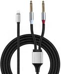 ENJOY-UNIQUE Cable Aux Audio Adapter Lightnin to Dual 6.35mm 1/4 inch Male TRS Stereo 6.6FT/2 M compatible with iphone,ipad for Amplifiers, Speaker,Mixing Consoles,Home Theater Devices
