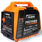 PROYAMA 3800W Portable Inverter Generator, CO Sensor, Digital Interface, RV - Ready, ECO - Mode Feature, Parallel Capable, Low Oil Shutoff, Super Quiet and Lightweight with Weatherproof Cover