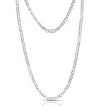 LeCalla Solid 925 Sterling Silver Curb Chain Necklace for Men Women |BIS Hallmarked Italian 3.5MM Flat Diamond-Cut Cuban Link Chain Necklace 24 Inches