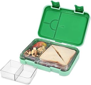 Navaris Bento Box Porta Pranzo - Lunch Box 4/6 Scomparti - Porta Pranzo Piccolo ed Ermetico - Portapranzo Ufficio - Schiscetta Pranzo - Verde