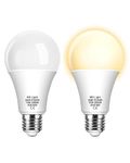 12W E27 Dawn Till Dusk Light Bulbs, ES Screw Light Sensor LED Bulbs, Warm White 3000K, Smart Automatic On/Off, Outdoor Indoor Lighting Bulb for Porch, Garden, Yard, Patio, 2 Pack