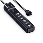 Amazon Basics 6-Outlet Surge Protector Power Strip with 2 USB Ports - 1000 Joule, Black