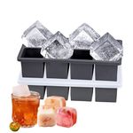 Easy Release Square Ice Tray for Freezer-2 Pack Large Ice Cube Tray with Lid - Silicone Ice Cube Tray Flexible BPA Free,Gaint Cubes Melt Slowly Perfect for Whiskey,Large Ice Cube Tray (Black)