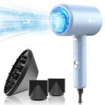 Slopehill Hair Dryer, 1800W Professional Ionic Hairdryer for Hair Care, 3 Magnetic Attachments for Home Salon Travel (Matte Blue)