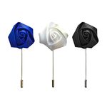 FURE Combo of Fabric Rose Bud Lapel Pins for Men and Women