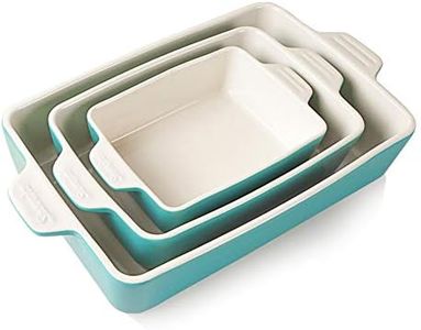 Sweejar Ceramic Bakeware Set, Rectangular Baking Dish Lasagna Pans for Cooking, Kitchen, Cake Dinner, Banquet and Daily Use, 11.8 x 7.8 x 2.75 Inches of Baking Pans(Turquoise)